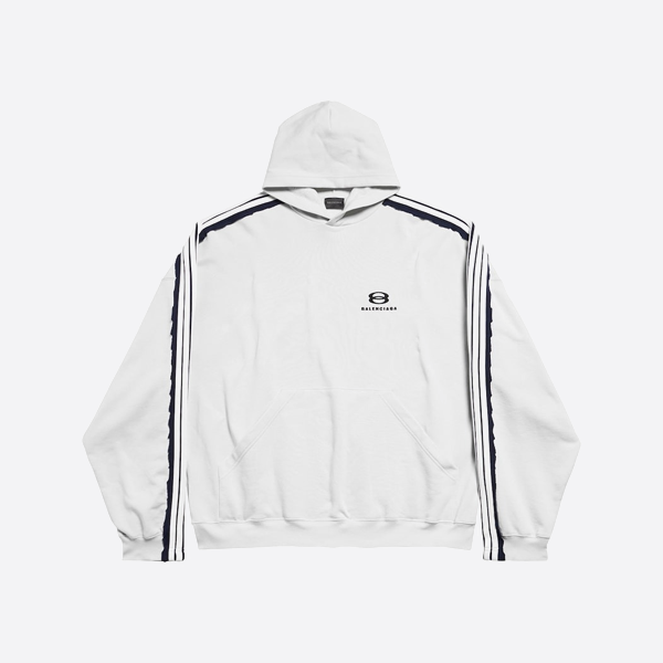 バレンシアガ 5ピース パッチワーク スポーツ フード付きスウェットシャツ、ホワイト