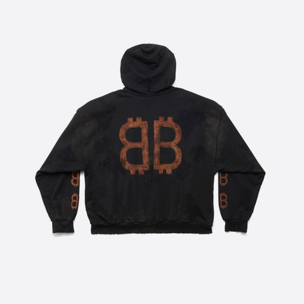 バレンシアガ ダブルB ビットコインウォッシュド フード付きスウェットシャツ