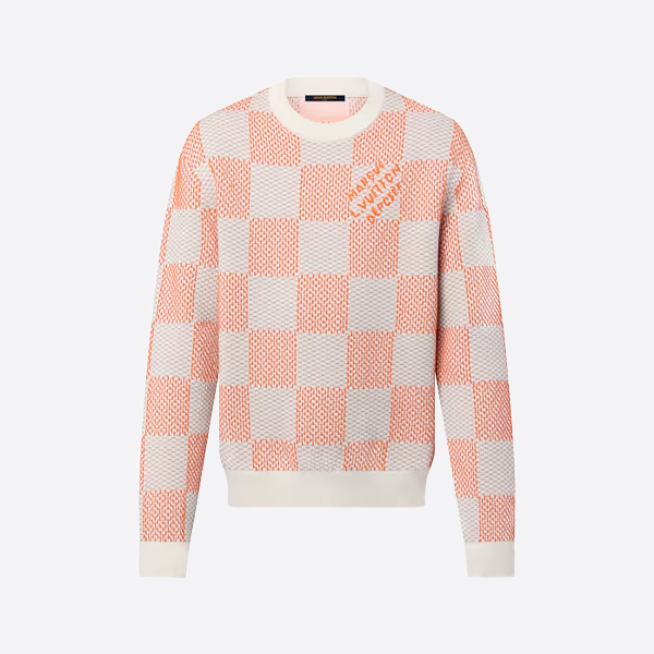 ルイ・ヴィトンのチェック柄ジャカードクルーネックセーター