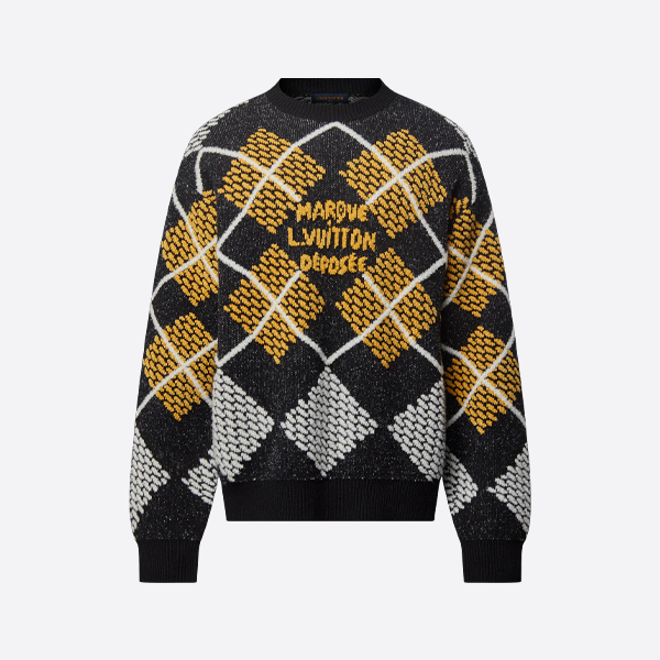 ルイ・ヴィトンのチェック柄幾何学模様ニットセーター