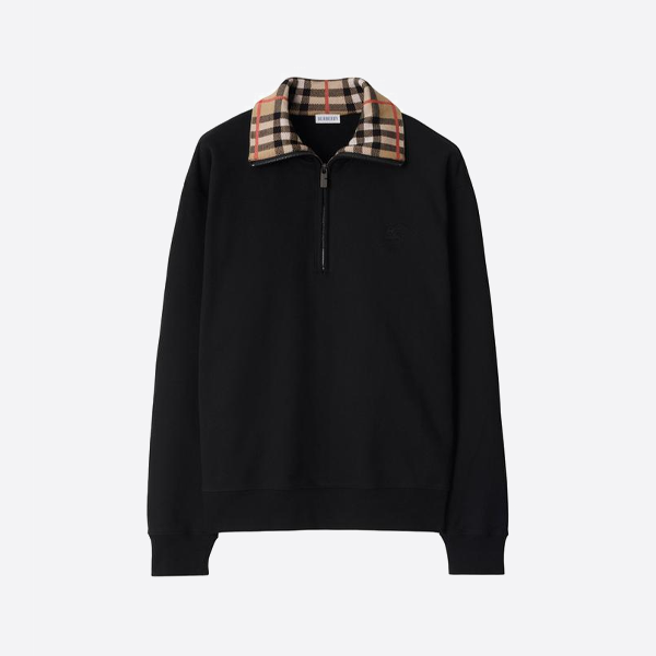 バーバリーチェックカラーハーフジップスウェットシャツ