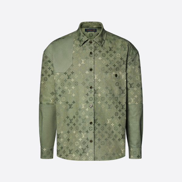 ルイ・ヴィトンのグリーンのオールオーバープリント パッチワーク ワークシャツ ジャケット