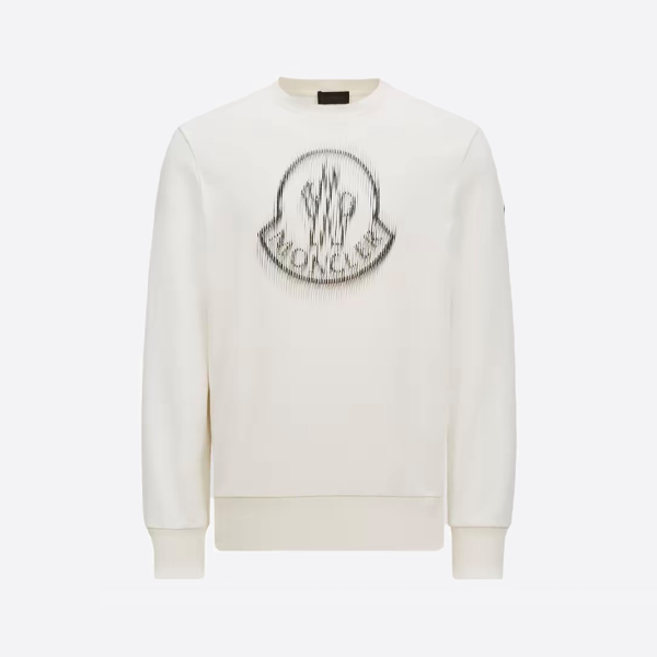 モンクレールのプリントクルーネックスウェットシャツ、ホワイト