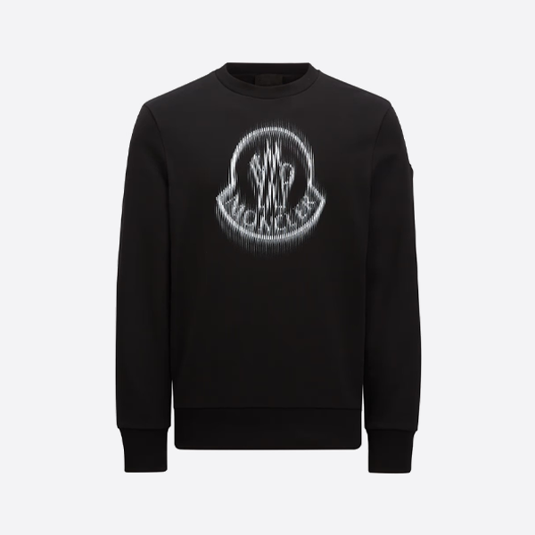 モンクレール プリントクルーネックスウェットシャツ、ブラック