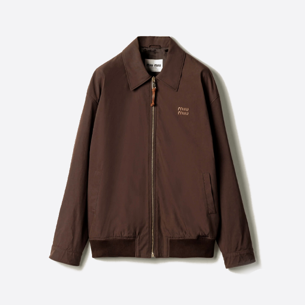 ミュウミュウ ステッチロゴ刺繍 ジッパージャケット