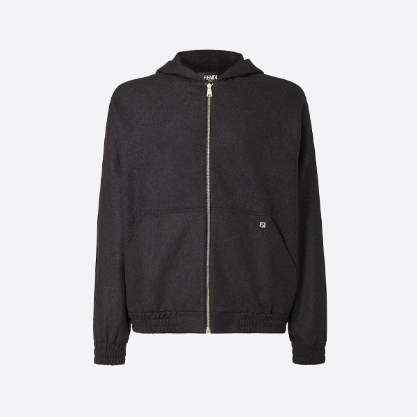 フェンディのカシミア ジップアップ フーディ ジャケット