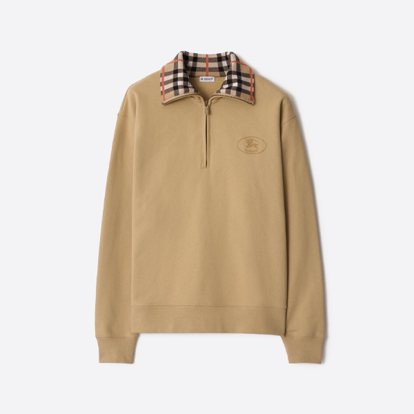 バーバリーチェックカラーハーフジップスウェットシャツ