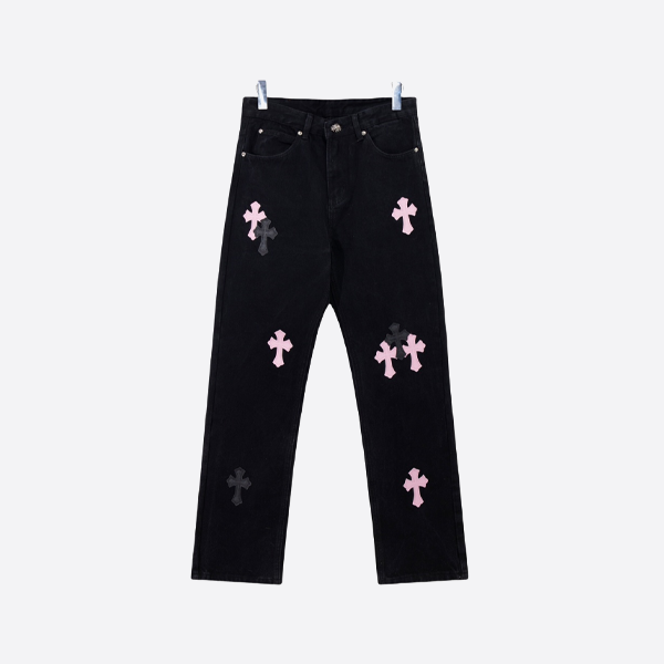 Chrome Hearts ニューヨークk限定サンスクリットクロスジーンズ - ブラック＆ピンク