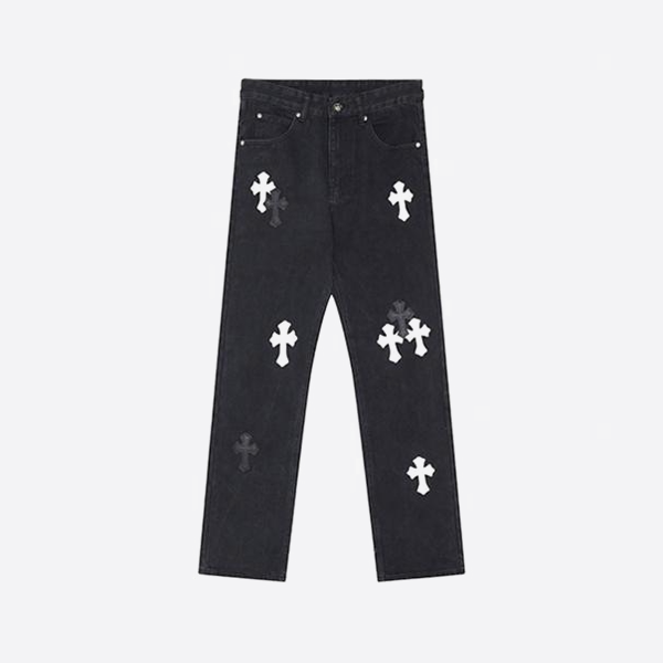 Chrome Heartsジーンズ、黒と白