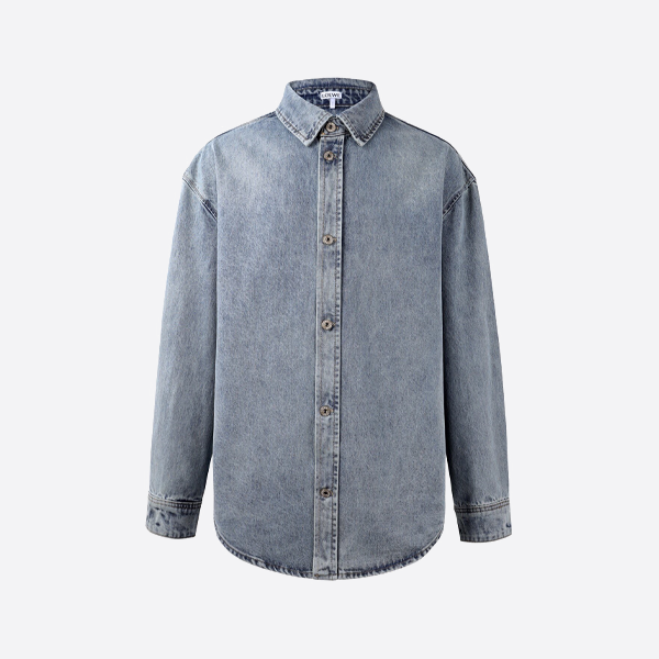 ロエベのダブルスリーブロゴデニムシャツジャケット