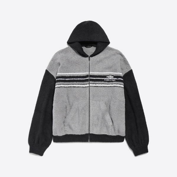 バレンシアガ パッチワーク刺繍ロゴシェアリングジャケット