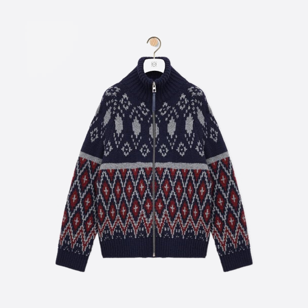 ロエベ フェアアイル ジャカード タートルネック セーター カーディガン