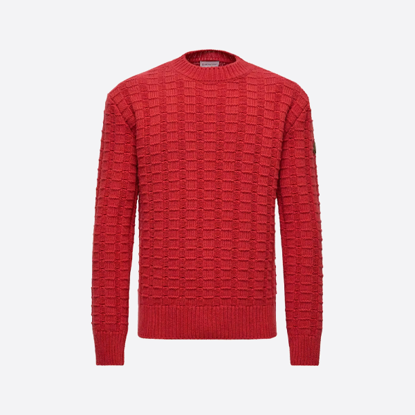 モンクレール ロゴエンボスニット クルーネックセーター（レッド）