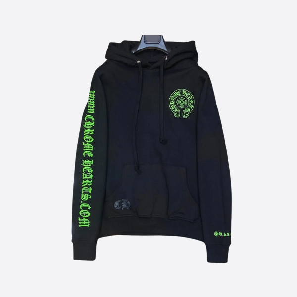 Chrome Hearts 蛍光グリーン サンスクリットプリント パーカー