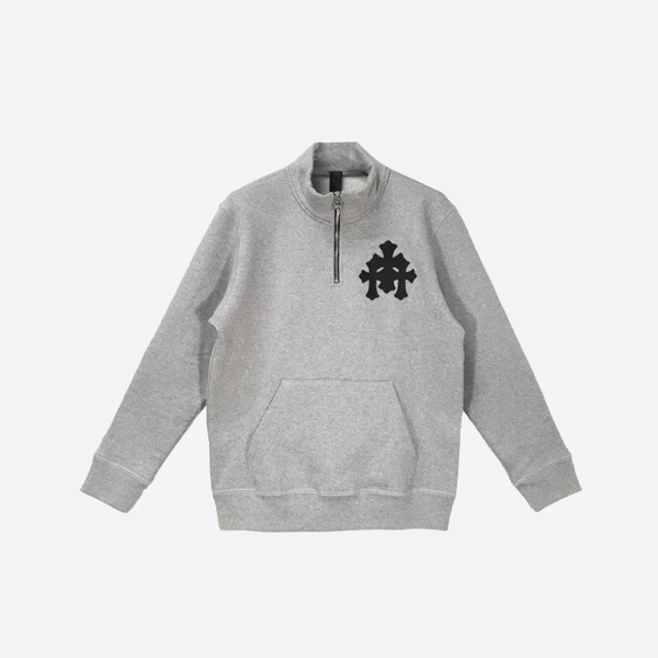 Chrome Hearts レザークロス ハーフジップ スウェットシャツ