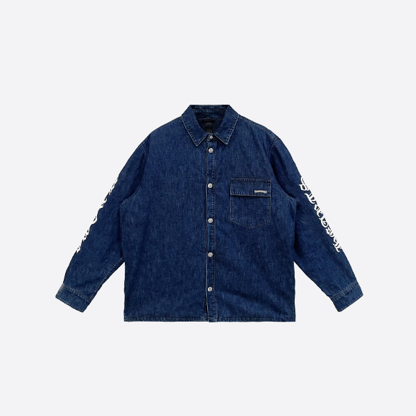 Chrome Hearts アームプリント ブルーウォッシュ加工 ダブルレイヤーデニムジャケット