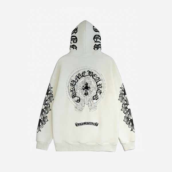 Chrome Hearts 新作 フリース裏地 ジップアップ スウェットシャツ ジャケット（ホワイト）