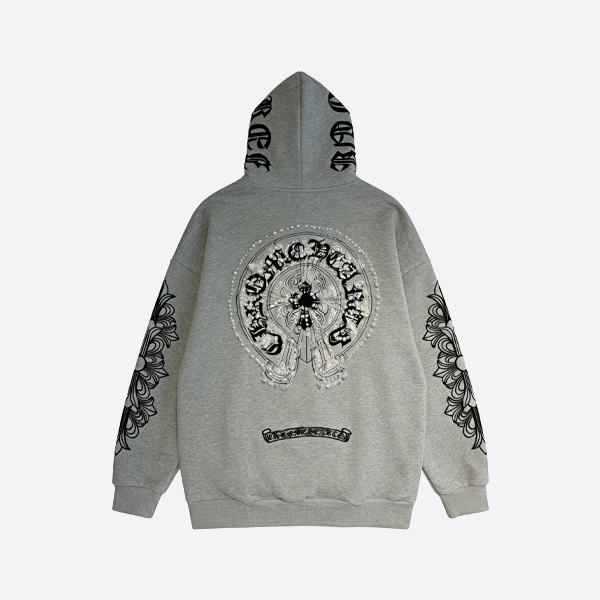 Chrome Hearts 新作 フリース裏地 ジップアップ スウェットシャツ ジャケット グレー