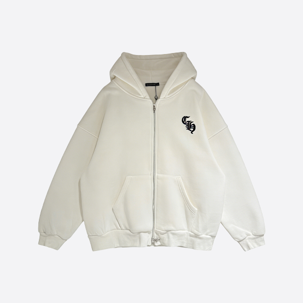 Chrome Hearts 新作 シルバーフォックスフリース ジップアップ スウェットシャツ ジャケット（ブラック）