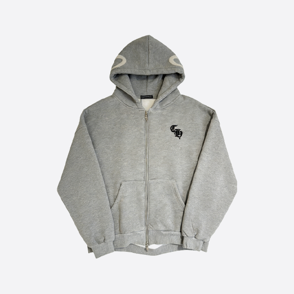 Chrome Hearts 新作 シルバーフォックスフリース ジップアップ スウェットシャツ ジャケット グレー