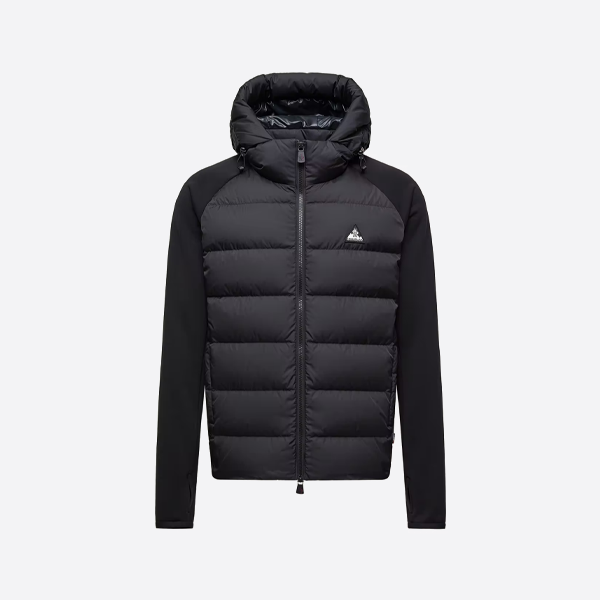 モンクレール ロゴ織りパッチワーク ダウンジャケット（ブラック）