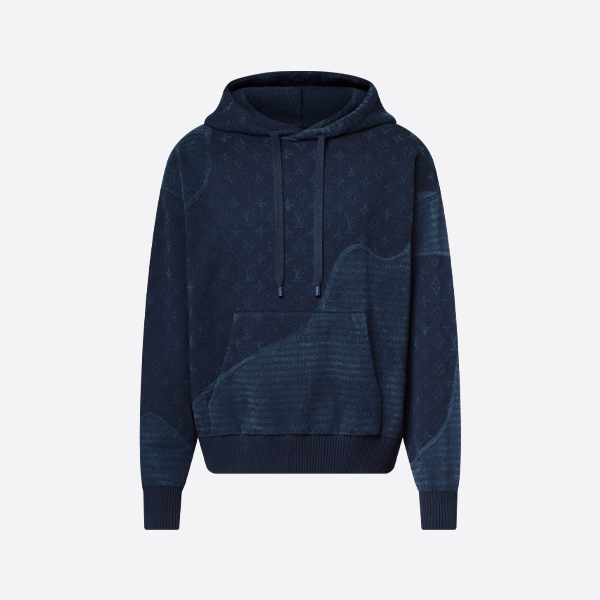 ルイ・ヴィトンのベルベットモノグラムフード付き厚手セーター