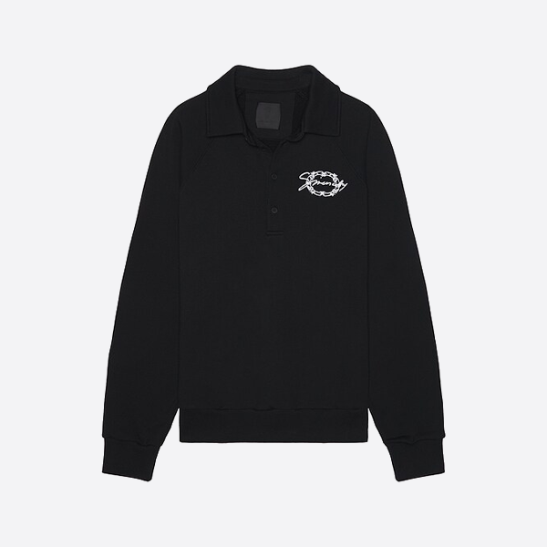 ジバンシィの筆記体刺繍フローラルクラウンポロスウェットシャツ