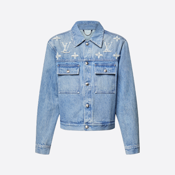 ルイ・ヴィトンのウォッシュ加工の破れたデニムジャケット