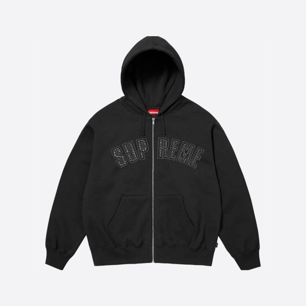 シュプリーム ラインストーン パーカー、ブラック