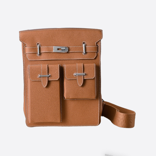 エルメス チェストバッグ 29cm ゴールド＆ブラウン