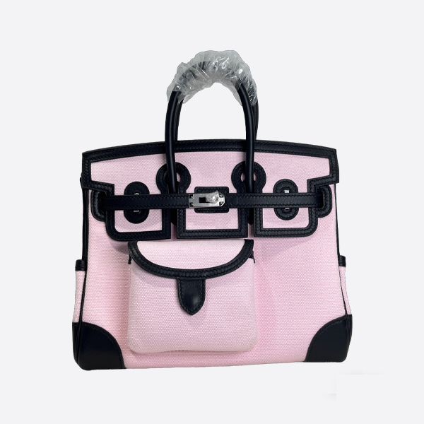 エルメス バーキン キャンバスバッグ ブラック/ピンク