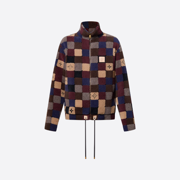 ルイ・ヴィトン ダミエ ハイネック ジャカード ラムウール スタンドカラー コート