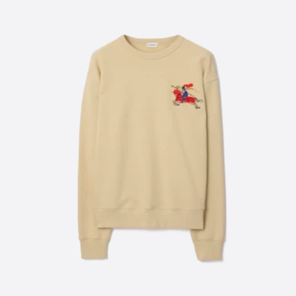 バーバリーのフロック刺繍入りウォーホースクルーネックスウェットシャツ