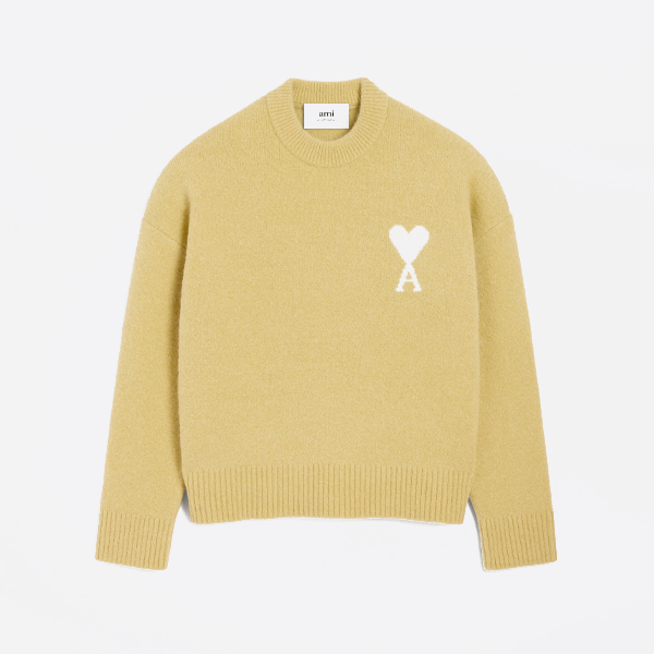 アミ パリ トリコロール ハート ジャカード クルーネック セーター (イエロー)