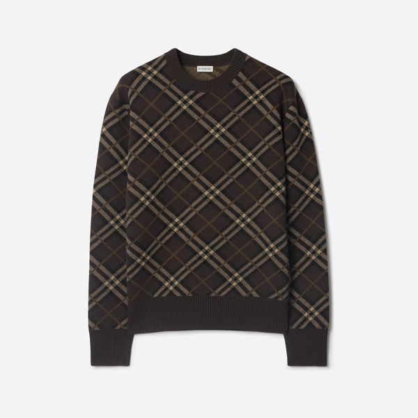 バーバリー ツイルチェック ウールブレンド プルオーバー クルーネック セーター
