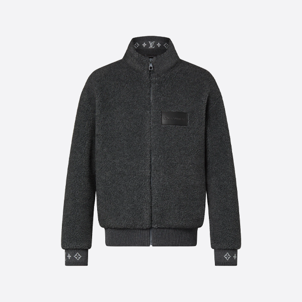 ルイ・ヴィトン レザー ラムウール スタンドカラー ジャケット（グレー）