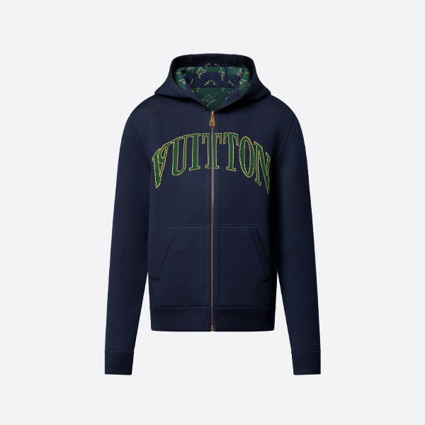 ルイ・ヴィトンのダブルフェイスコットンウール混ニットフード付きジャケット