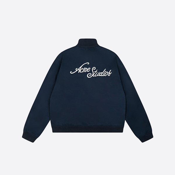 アクネ ストゥディオズ 3D 刺繍ロゴ ジッパージャケット、ブルー