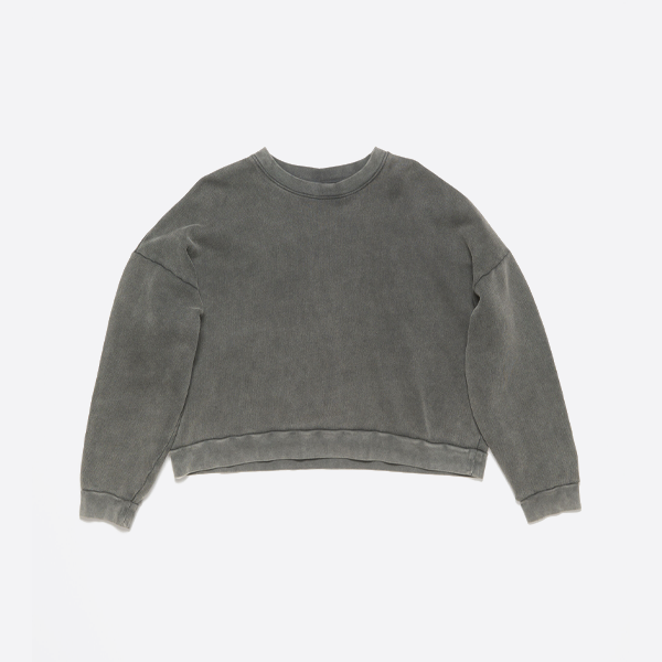 アクネ ストゥディオズのウォッシュ加工ダメージ加工クルーネック スウェットシャツ（小さなシリコンバック付き）