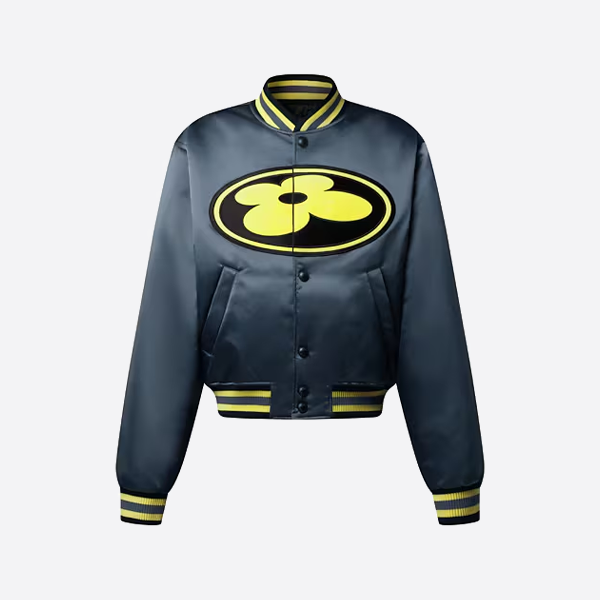 ルイ・ヴィトンの四つ葉のクローバーグレーアップリケベースボールジャケット