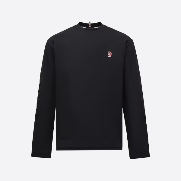 モンクレール ロゴ 長袖Tシャツ、ブラック