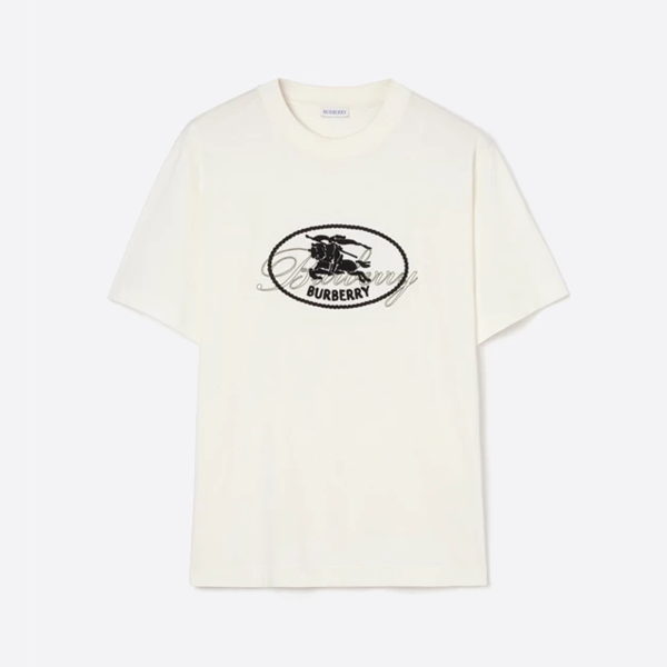 バーバリー ナイトスタンプ コットンTシャツ、ホワイト