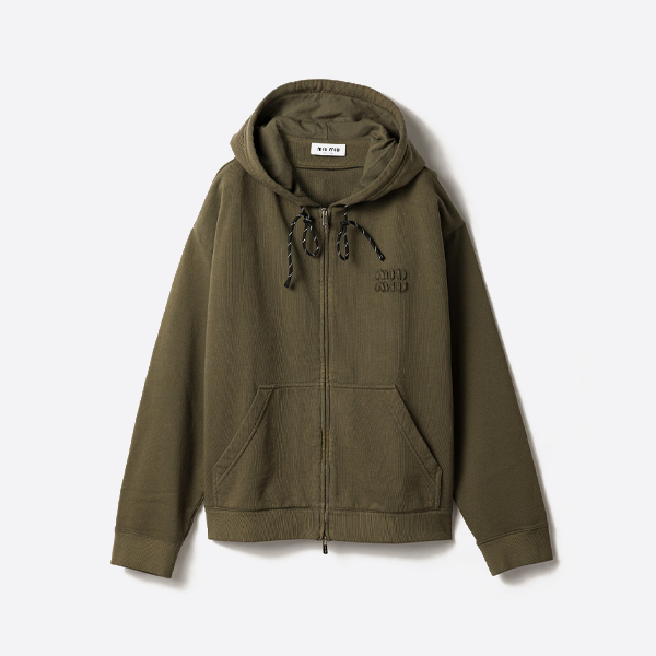 ミュウミュウのウォッシュ加工を施したフェードパーカー