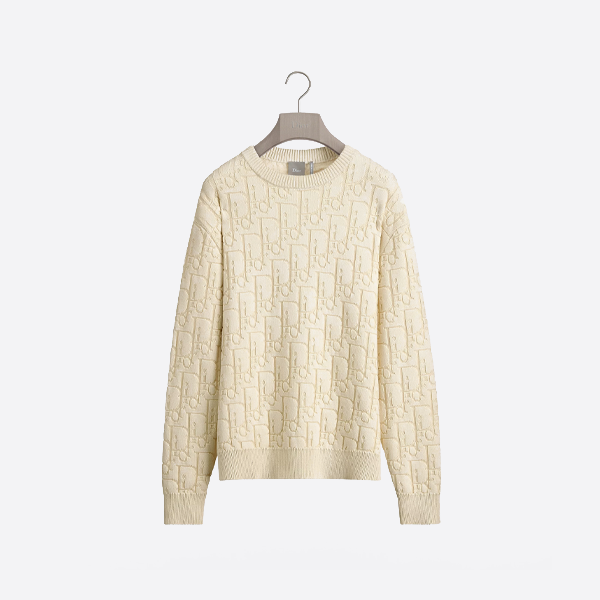 ディオール ジャカード レター ニット プルオーバー セーター、オフホワイト