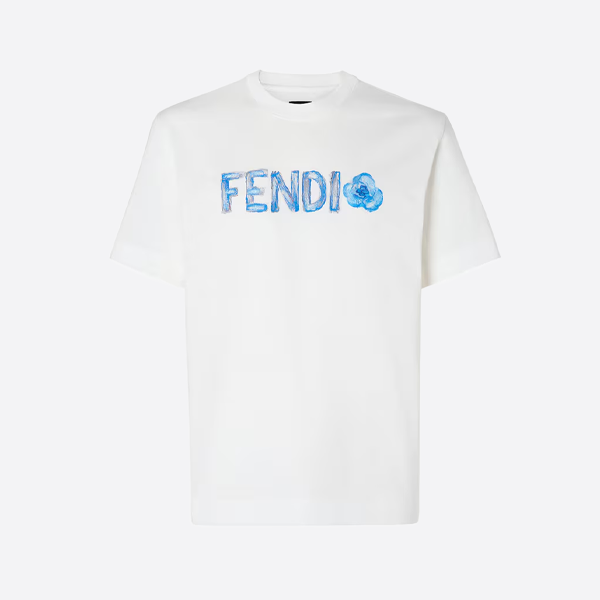 フェンディ 刺繍入りフローラル半袖ホワイト