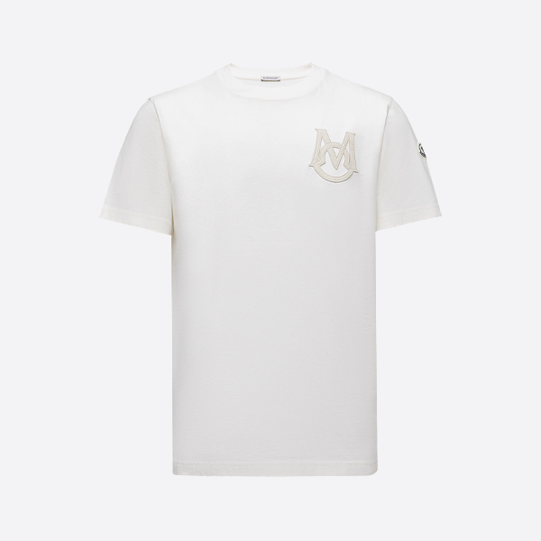 モンクレール ロゴパッチ 半袖シャツ、ホワイト