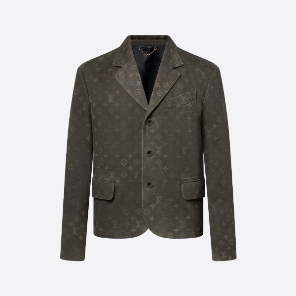 ルイ・ヴィトンのモノグラムプリントのミリタリーグリーンのスーツジャケット