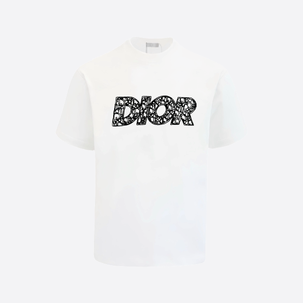 ディオール シグネチャー エンブロイダリー レター 半袖シャツ、ホワイト