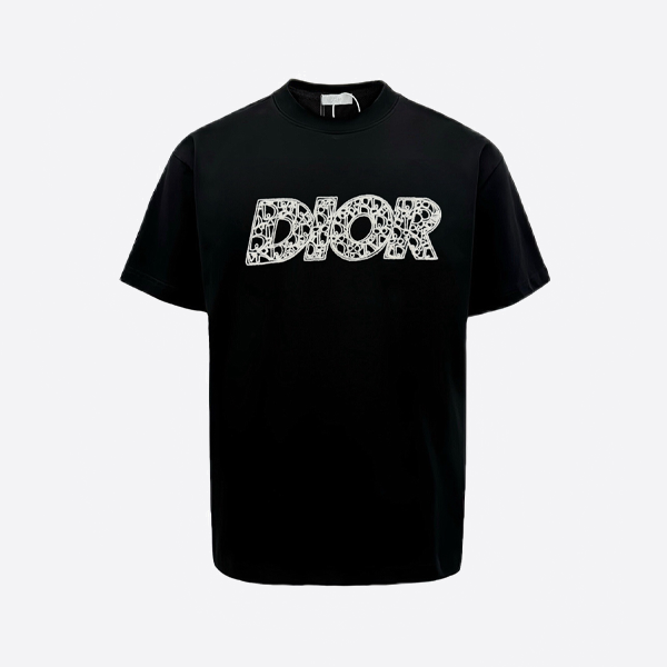 ディオール シグネチャー エンブロイダリー レター 半袖シャツ、ブラック