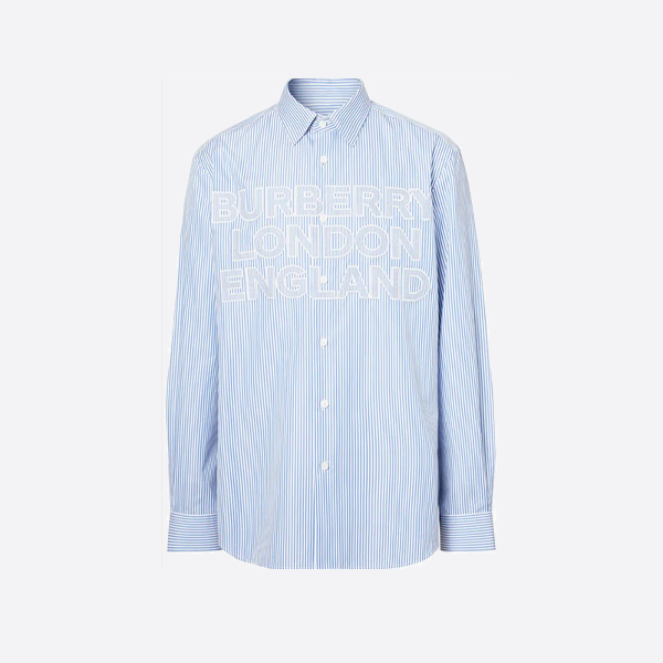 バーバリーのストライプコットンシャツ